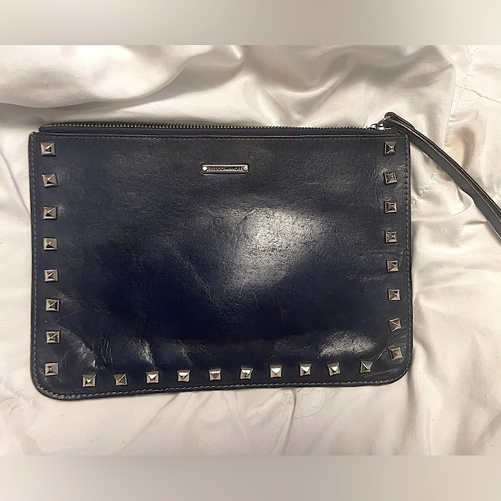 Rebecca Minkoff Studded Navy & Gray Clutch Purse Studded (Blue/Gray)